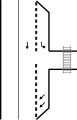 図3 踏切待ち車線（左折車線）および合流車線を設ける場合