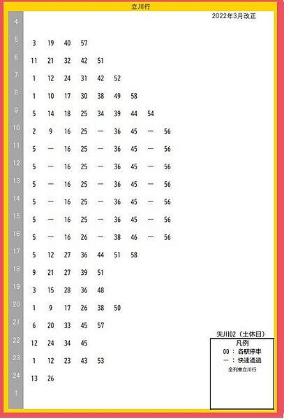 ファイル:Yagawa timetable.down.H.202203.jpg